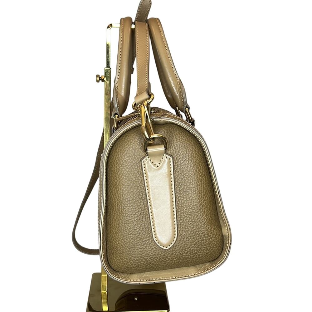 Burberry Alchester Leather Suede Two Way Bowler Bag Zip Close Gold Tone Hardware - Picture 2 of 10